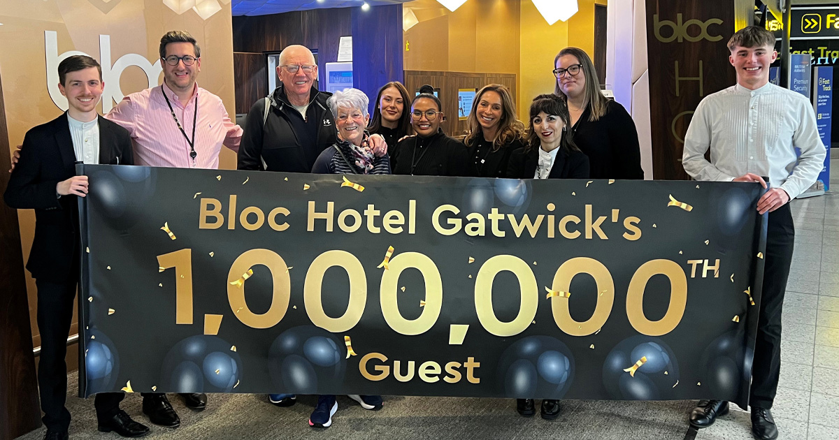 Bloc Hotel Gatwick welcomes its 1,000,000th guest.